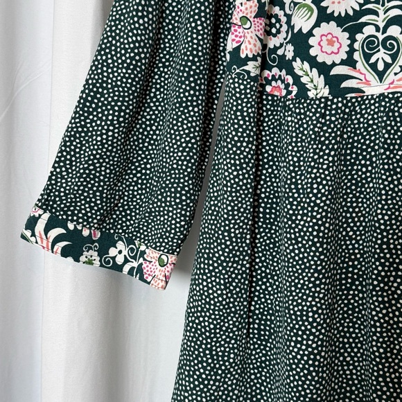 Boden Mollie Patchwork Shift Dress Green Floral Long Sleeve Women’s 16R - Picture 8 of 16